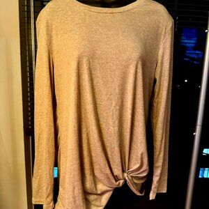 Yidarton Tan Long Sleeve Shirt with Faux Knot